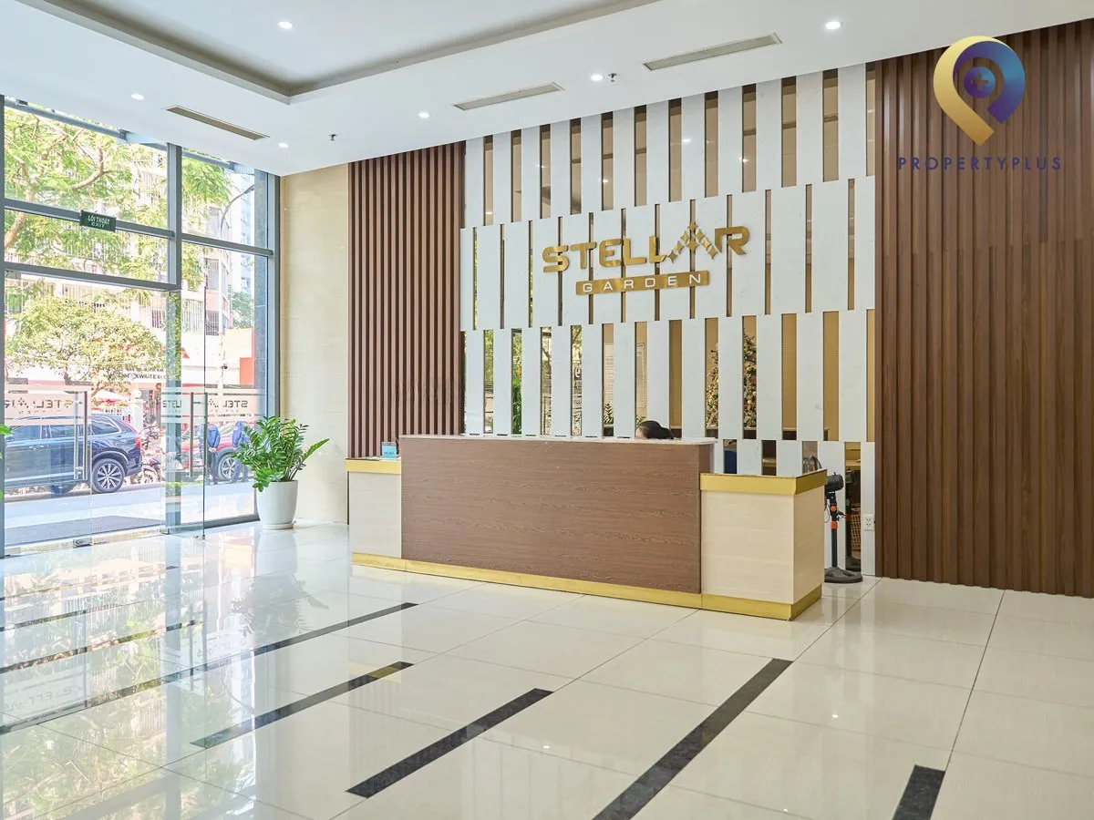 Reception desk at Stellar Garden office building.